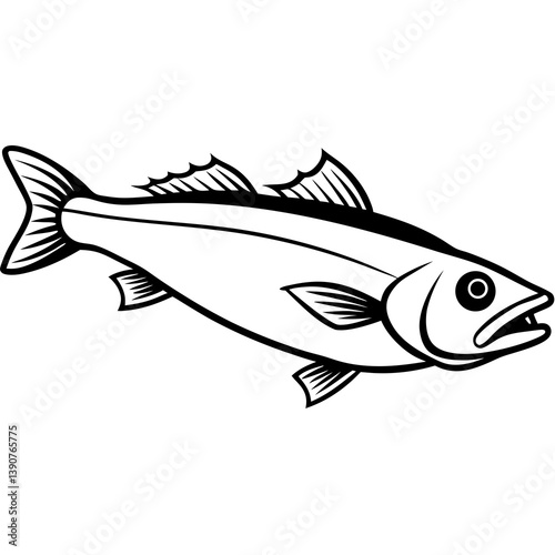 Minimal Atlantic Cod Vector Illustration on White Background