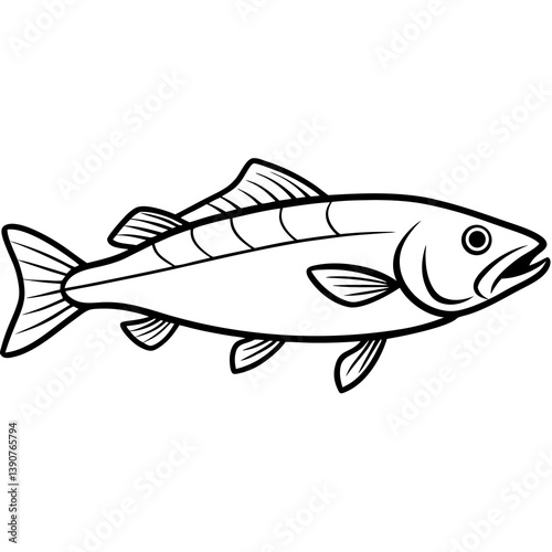 Minimal Atlantic Cod Vector Illustration on White Background