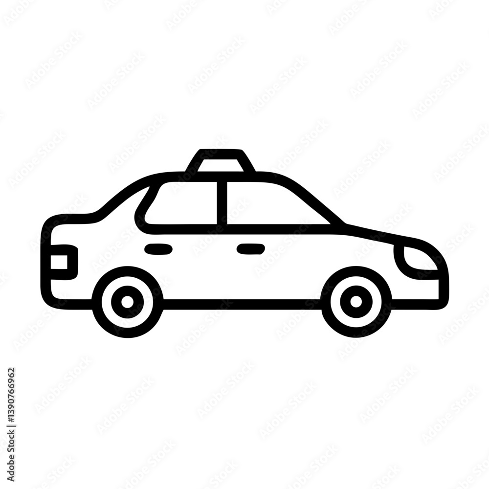 Simple Line Drawing of a Taxi Car Simple Line Drawing of a Taxi Car