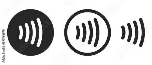 Cashless wireless payment illustration in 3 variations black and isolated. Vector icons in flat style