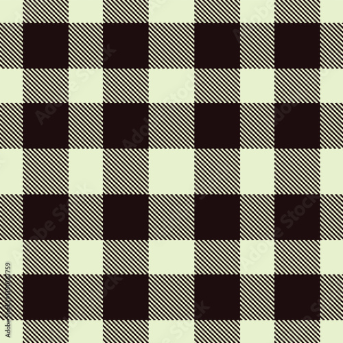 Mellow eggshell and Vivid very dark brown Seamless Tartan Fabric Design