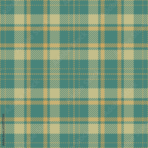 Plaid pattern seamless. Neon dusty teal & Pastel camel Tartan Fabric Design. 