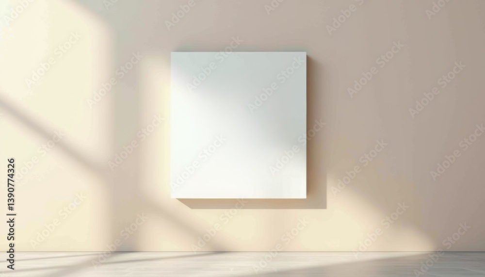 Empty canvas on a light wall with soft shadows Empty canvas on a light wall with soft shadows