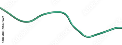 Obraz na płótnie One green electrical wire on white background w salonie