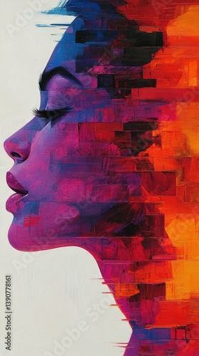 Vibrant, abstract portrait of a woman