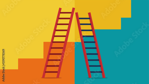 Education Ladder A ladder where the rungs represent various educational opportunities with one side accessible to the wealthy and the other side broken and missing rungs for the