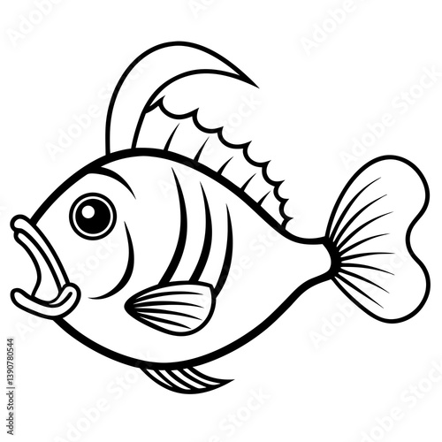 Minimal Anglerfish Vector Illustration on White Background