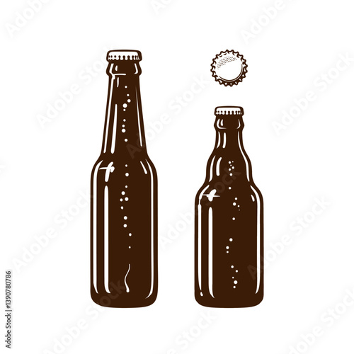 Beer bottles of different shapes.