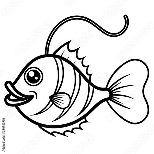 Minimal Anglerfish Vector Illustration on White Background