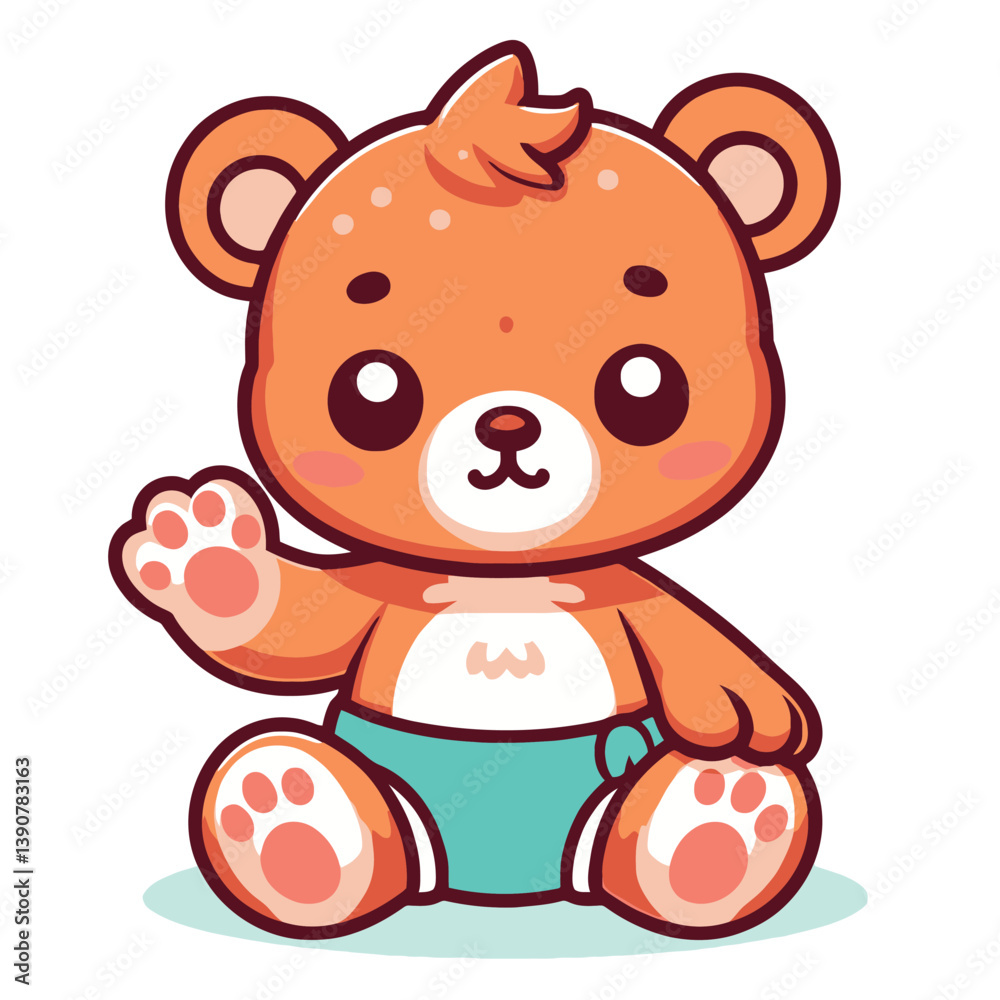 Fototapeta premium cute teddy bear doll Sitting Cartoon Vector Icon Illustration Animal Nature Icon Isolated Flat Vector