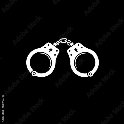 Handcuffs vector illustration symbolizing restriction against a black background