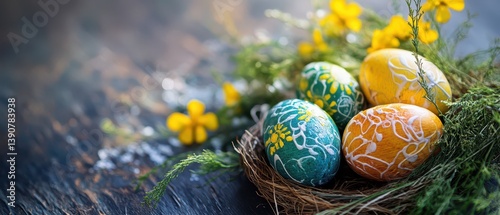 Obraz na płótnie Easter eggs in a natural setting w salonie