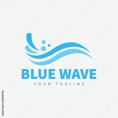 Abstract Water Movement  Blue Vector Logo Illustration