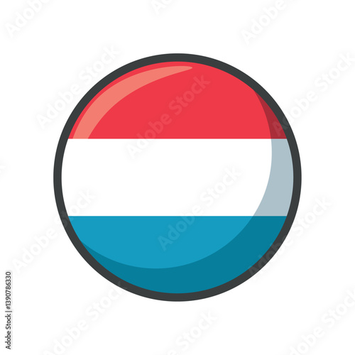 Glossy Round Vector Illustration of the National Flag of Luxembourg – Circular Emblem Featuring Horizontal Red, White, and Light Blue Stripes Representing the European Country’s Official Tricolor Flag Free Download Glossy Round Vector Illustration of the National Flag of Luxembourg – Circular Emblem Featuring Horizontal Red, White, and Light Blue Stripes Representing the European Country’s Official Tricolor Flag - GFXLoad