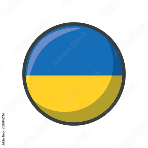 Free Download Vector Illustration of the National Flag of Ukraine in a Circular Icon Design Featuring Blue and Yellow Horizontal Stripes Representing National Identity and Patriotism - GFXLoad
