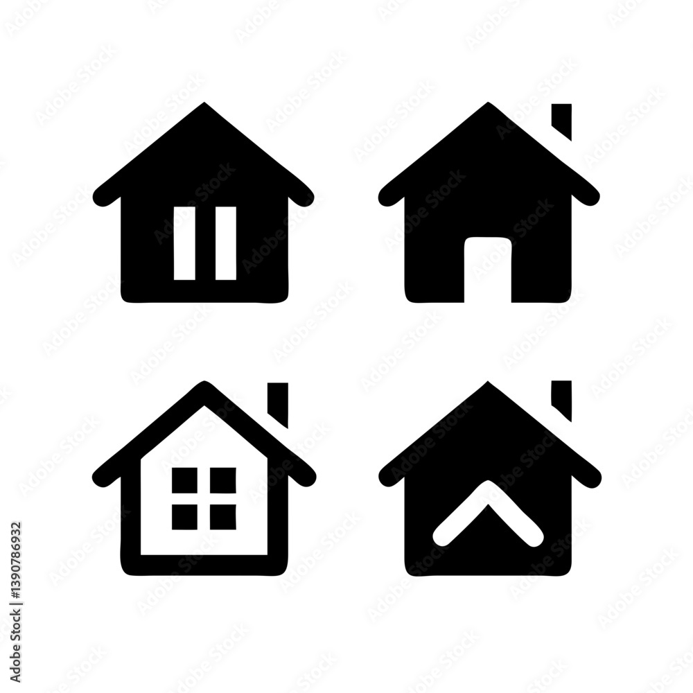 Fototapeta premium Houses icons set. Real estate. Web home icon for apps and websites. Collection home icons. House symbol. Set of Houses Icons or symbols Vector fully editable file.