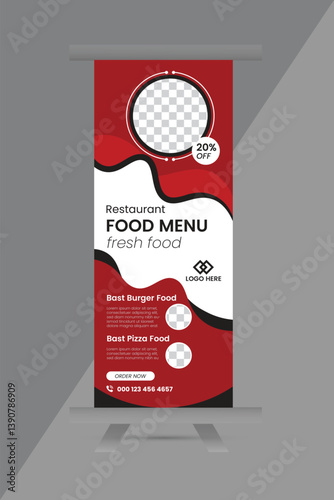 Creative modern business restaurant roll-up banner design and unique roll-up banner template design