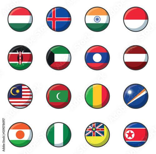 Free Download Set of vector icons of flags of different countries on a white background - GFXLoad