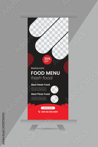 Restaurant modern business roll-up banner template design and creative unique business template design