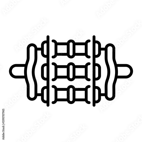 A linear style icon of a massage roller 