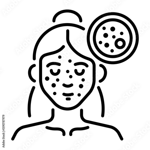 A linear style icon showing acne treatment of a girl 