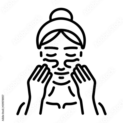 A girl putting eye patches, linear style icon 