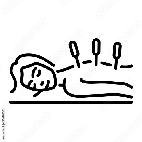 A linear style icon showing acupuncture treatment 