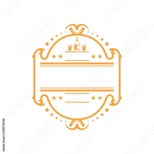Logo design of a retro vintage emblem featuring whiskey-themed elements, such as bottles, barrels, or ornate typography, evoking a classic distillery or bar feel.