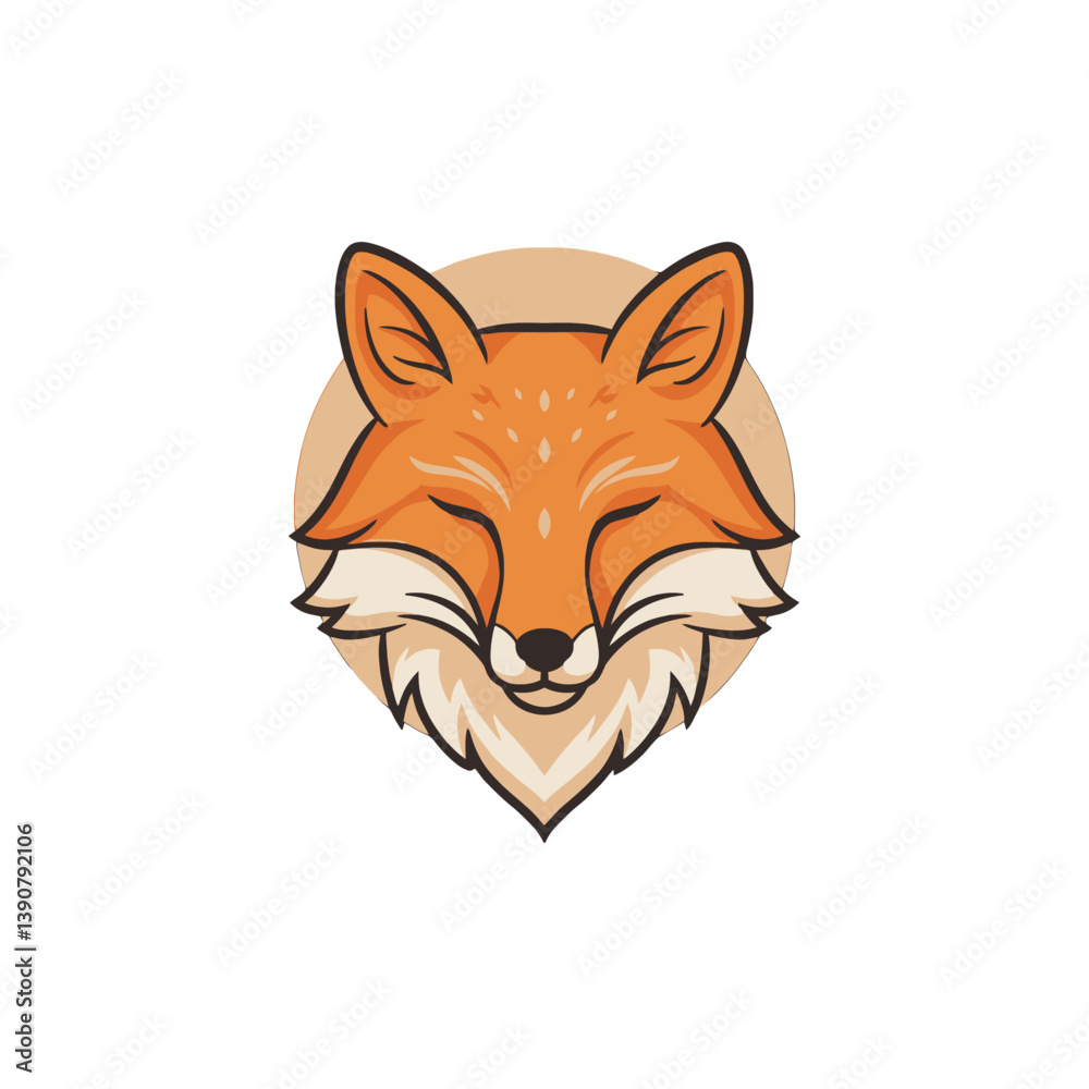 Obraz premium Cute fox head with eyes closed