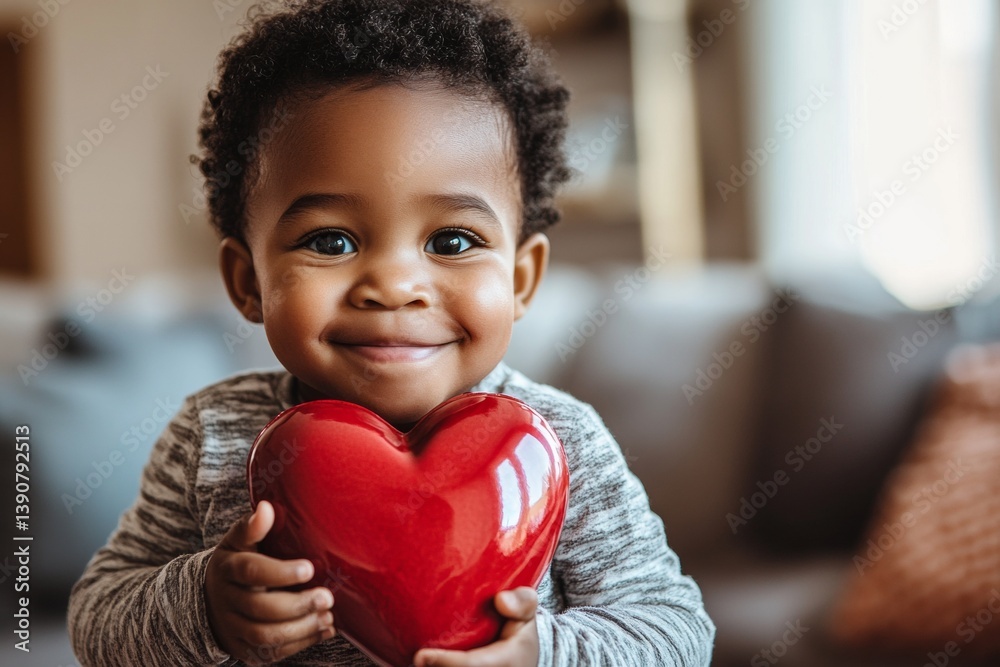 Amused face cute black toddler boy with big diamond heart in hands. Valentine's day greeting and funny gift. Love-filled february 14. Red heart background. Red and white valentine’s picture. Amused face cute black toddler boy with big diamond heart in hands. Valentine's day greeting and funny gift. Love-filled february 14. Red heart background. Red and white valentine’s picture.