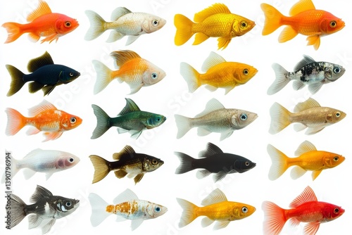 Obraz na płótnie Collection of colorful fish on white background w salonie