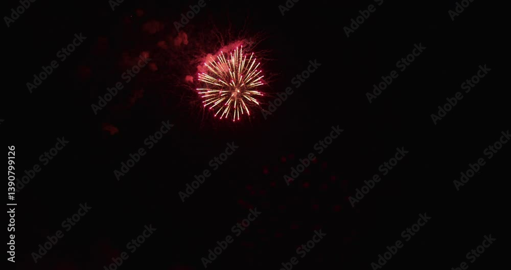 Epic view of majestic aerial fireworks exploding in the night sky