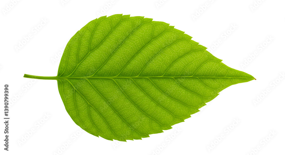 Obraz premium Fresh green leaf isolated on transparent background. Single nature bean leaf. natural, eco, vegan, bio labels, cut-out garden design elements, PNG. flat lay, top view 