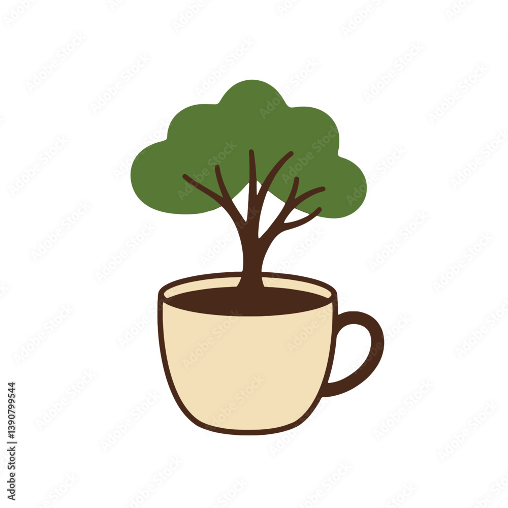 Obraz premium A tree growing in a coffee cup