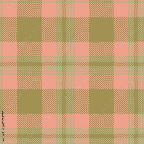 Contemporary Seamless Tartan featuring Pastel blush and Rustic putty Fabric Design