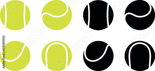 Tennis ball logo. Isolated tennis ball on white background. Ball set