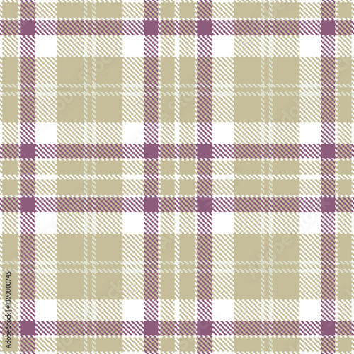 Contemporary Seamless Tartan featuring Rustic white and Soft putty Fabric Design