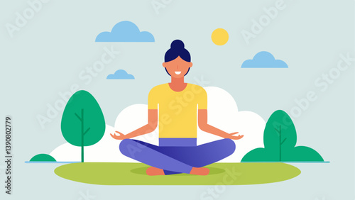 Healthy Lifestyle An illustration of an individual doing yoga in a park exuding calmness and balance signifying how reducing digital engagement can enhance physical and mental