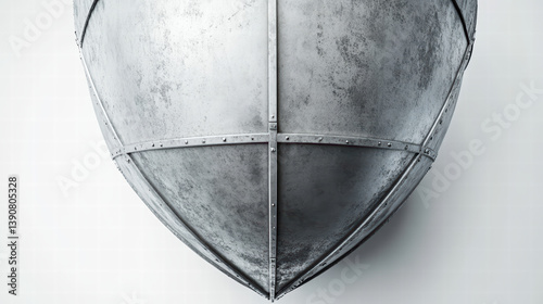 Metal Boat's Stern: An overhead shot captures the strong symmetry of the hull with industrial metallic aesthetics, showcasing robust construction and streamlined design. photo