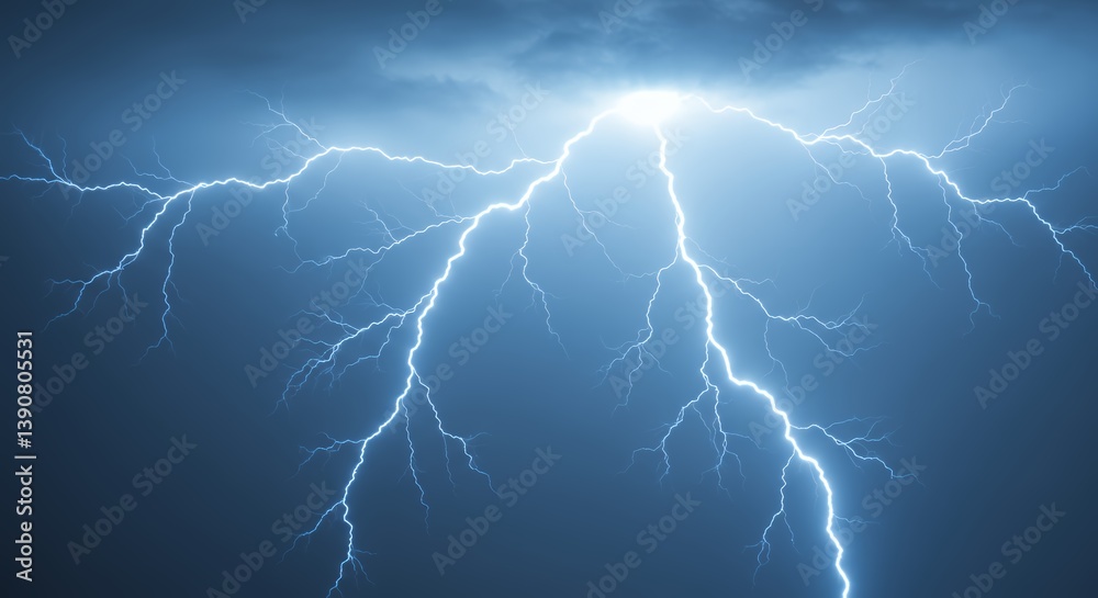 Dramatic Lightning Strikes Across a Dark Sky During a Thunderstorm Dramatic Lightning Strikes Across a Dark Sky During a Thunderstorm