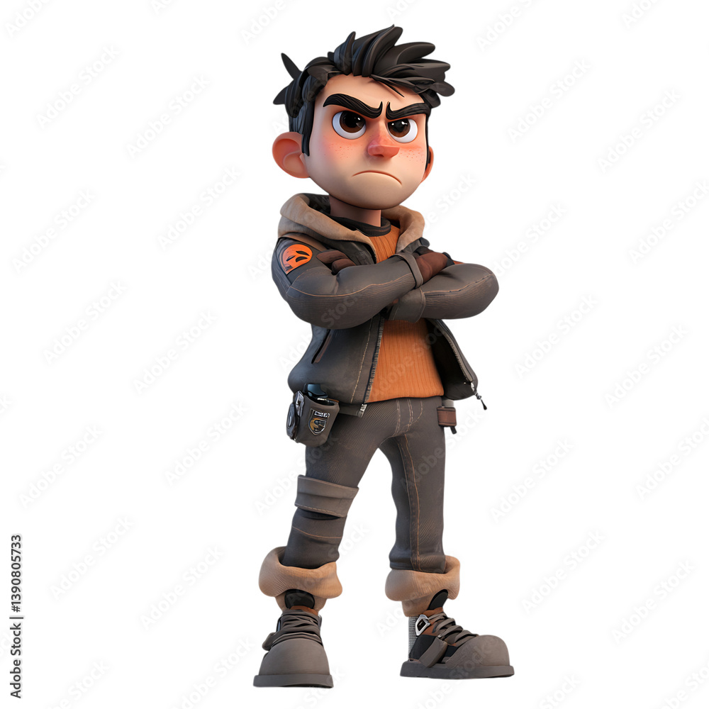 Defiant 3D Cartoon Character Isolated on Transparent Background Defiant 3D Cartoon Character Isolated on Transparent Background