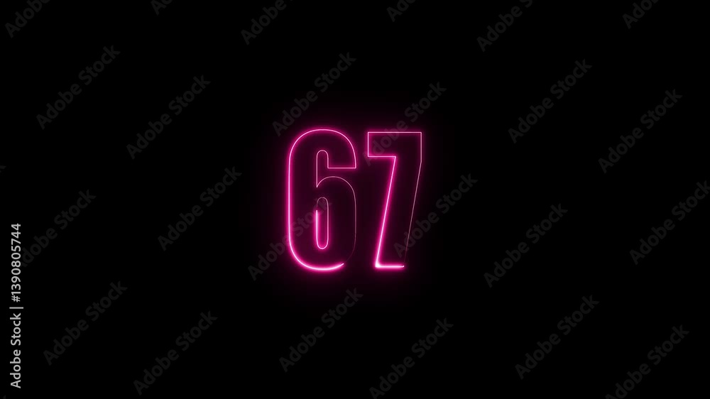 Abstract glowing neon text 67 number countdown icon. Glowing sign on black background Neon number. Glowing blue neon countdown timer number animation 4k. neon countdown timer color 4k Abstract glowing neon text 67 number countdown icon. Glowing sign on black background Neon number. Glowing blue neon countdown timer number animation 4k. neon countdown timer color 4k