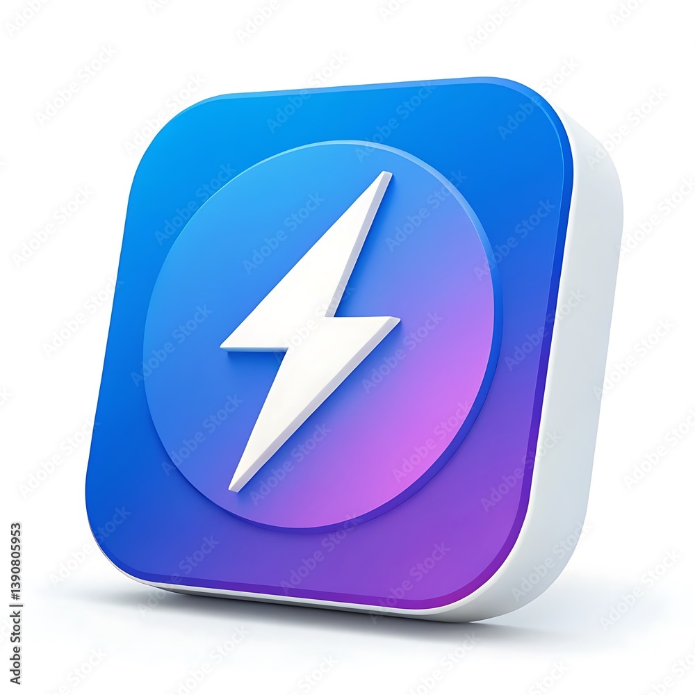 3d icon lightning icon on a white background 3d icon lightning icon on a white background