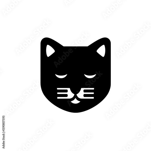 Minimalist black cat logo utilizing negative space to create a modern and clean design suitable for various branding applications