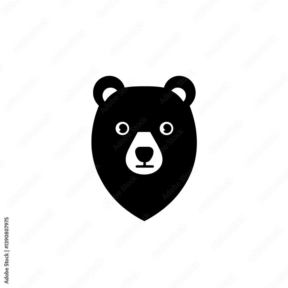 Modern minimalist bear logo design featuring negative space in black and white with a distinctive outline Modern minimalist bear logo design featuring negative space in black and white with a distinctive outline