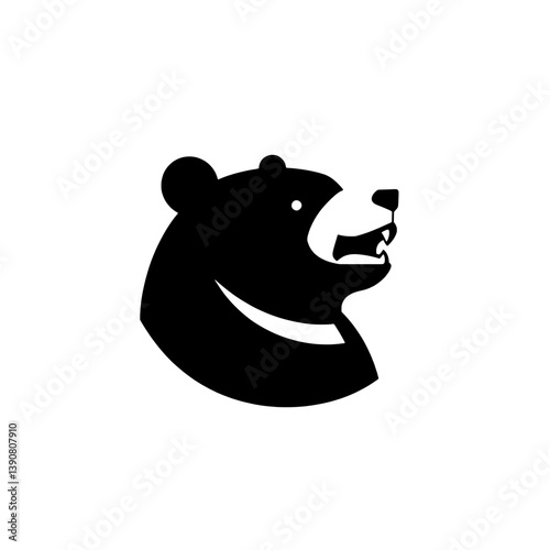 Minimalist bear logo design featuring negative space and modernist style in black and white
