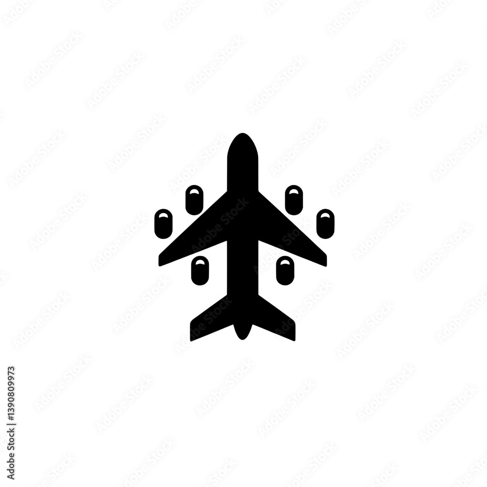Modern minimalist airplane logo designed with negative space featuring a sleek black silhouette Modern minimalist airplane logo designed with negative space featuring a sleek black silhouette