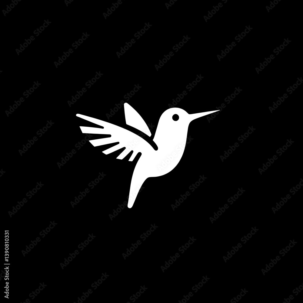 Obraz premium Minimalist hummingbird logo design featuring negative space elements for modern branding projects
