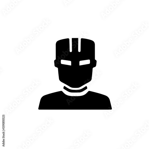 Minimalist black and white logo icon featuring a modernist depiction of a humanoid figure