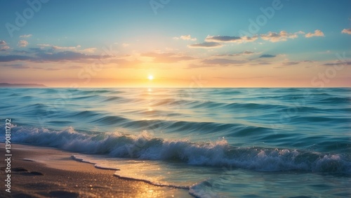 Close-up of a sandy shore with gentle waves lapping